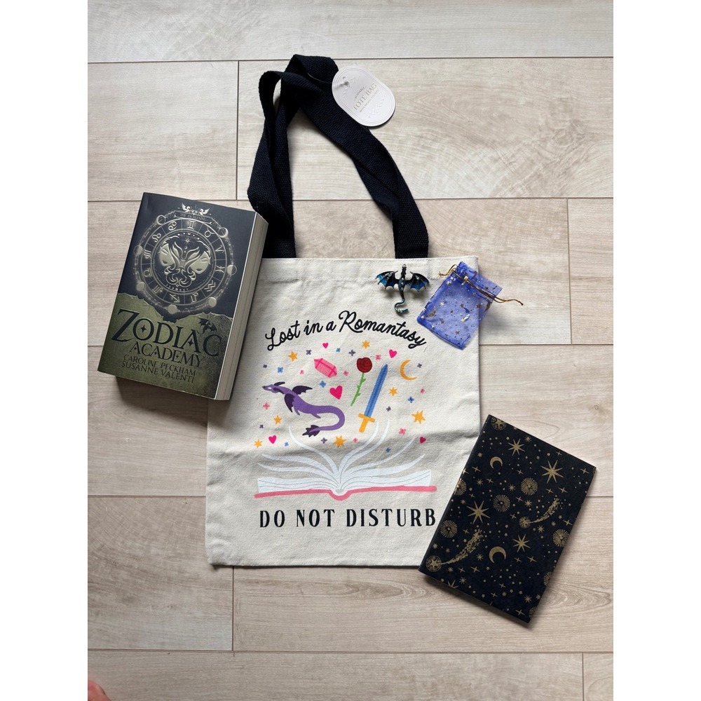 Zodiac Academy Book Bundle With Romantasy Tote, Dragon Pin, and Notebook NWT